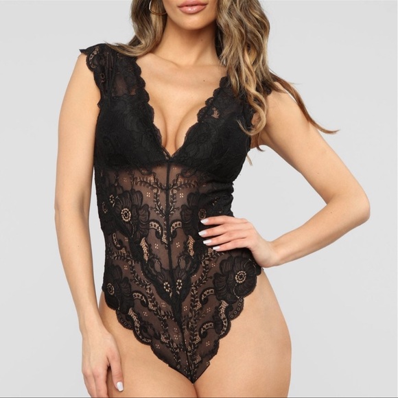 Fashion Nova Tops - Fashion nova black lace bodysuit